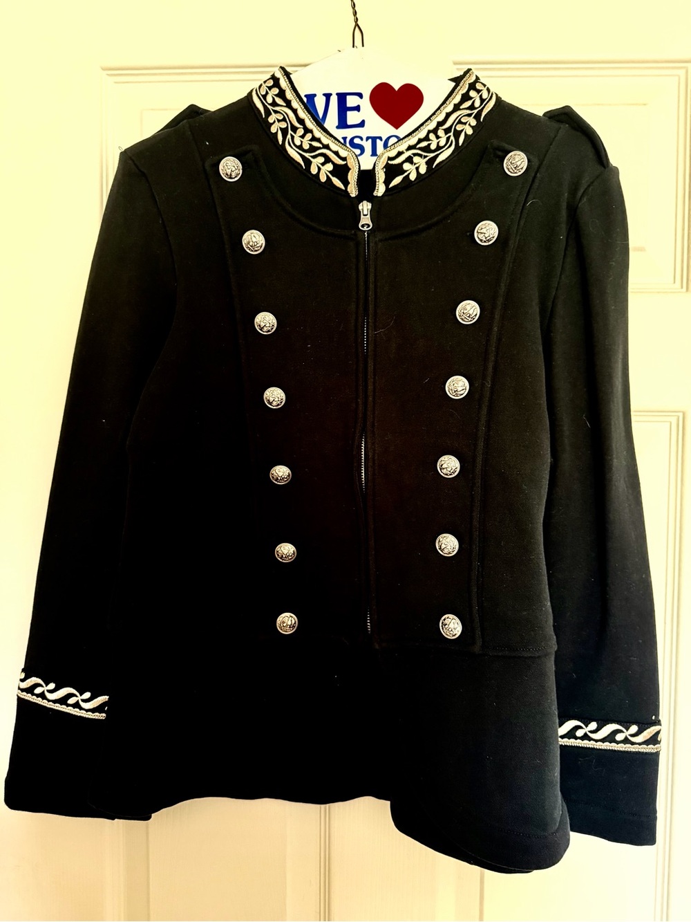 The Pyramid Collection Black Military-Style Embroidered Jacket
